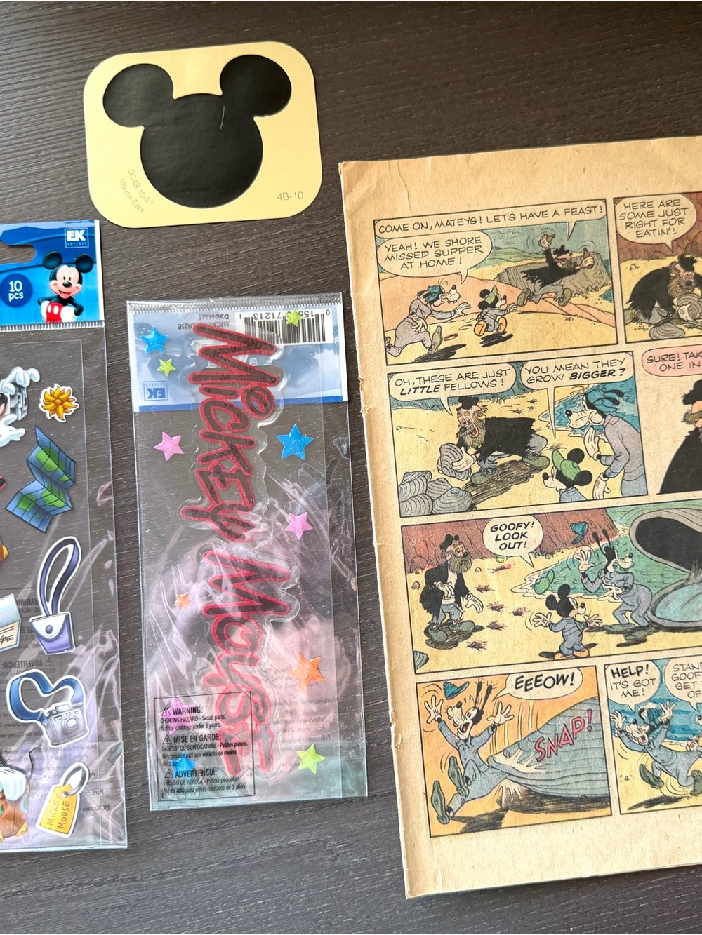 Disney Mickey Mouse Stickers & Vintage Comic Ephemera Lot